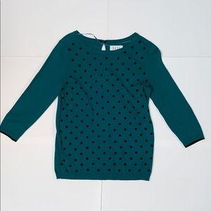 Elle Green and Black Polka Dot Sweater